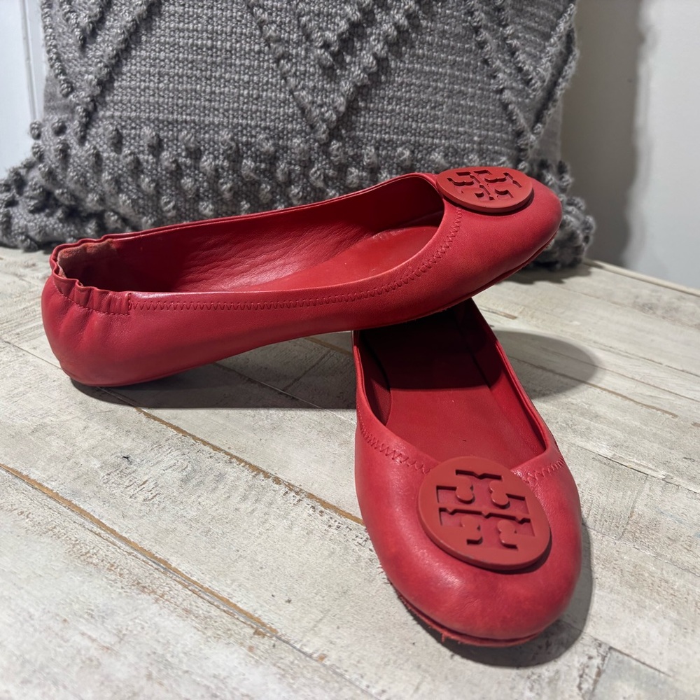 ❤️Tory Burch Minnie Red Travel Ballet Flats-Sz 11 - Picture 2 of 7